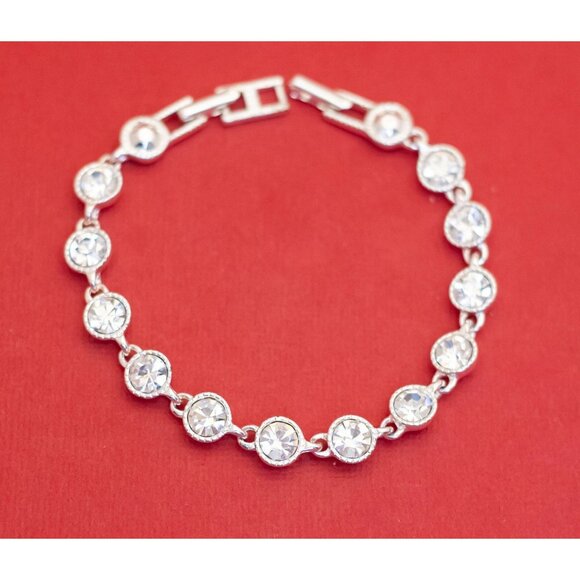 8 inch, Vintage Multi Rhinestones Silver Tone Bracelet by Avon - F33 - Picture 1 of 3